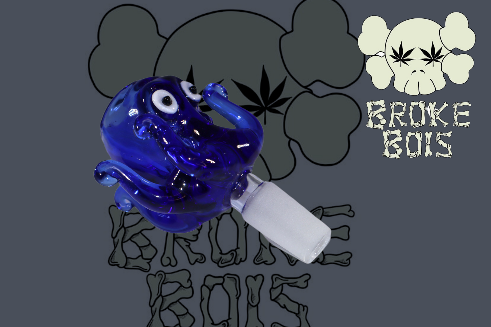 14MM Blue Octopus Bong Bowl  - Side view