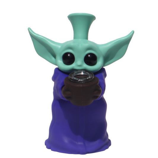 Star Wars Yoda Silicone Water Bong Pipe - Rebel Grogu " The Rebel" - Purple